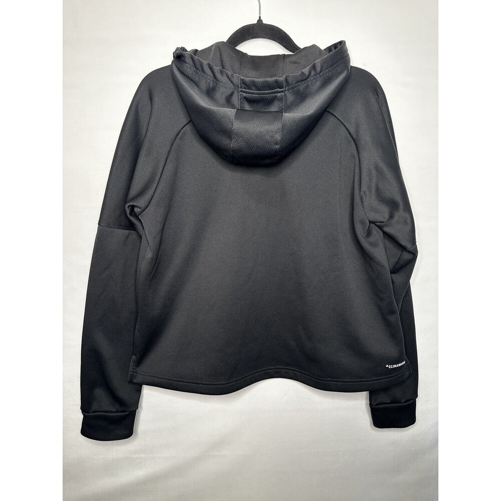 Adidas Climawarm Logo Hoodie Women’s Size Large Black Pullover Sweatshirt - Picture 3 of 9